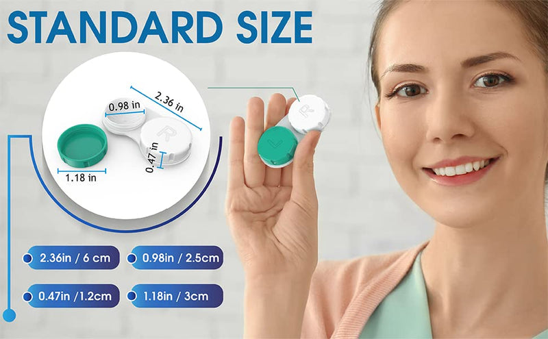 Contact Lens Cases 12 Pack. One Year Bulk Supply. Protect Your Eyes by Changing Your Lens Case Monthly (Green) Green