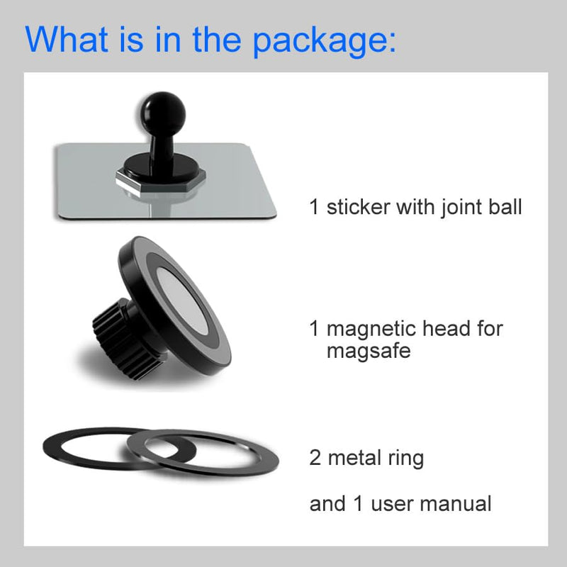 for MagSafe Wall Mount Magnetic Phone Holder, Self-Adhesive, Rotatable Ball, Waterproof, Compatible with iPhone 15/14/13/12 and All Phones, Shower Mirror Car Gym Bathroom Kitchen 1-PACK for Wall