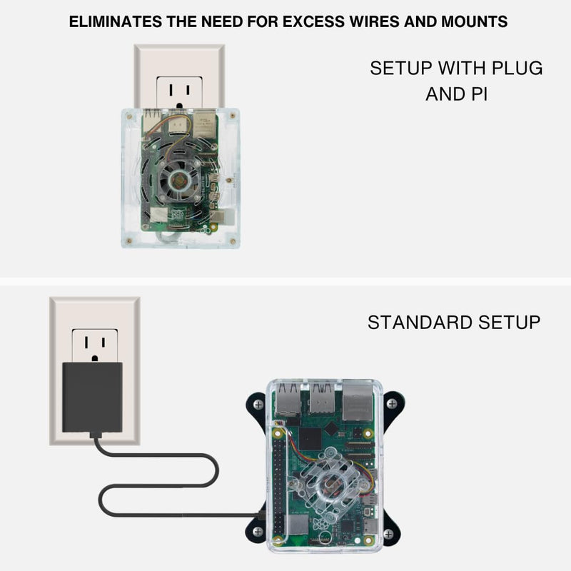 Vilros Plug 'n' Pi for Raspberry Pi 5-A Raspberry Pi Fan Cooled Case and Power Supply All in one Solution -Ideal for SSH-Headless Usage (Clear Transparent with RGB LEDs) Clear Transparent With RGB LEDs