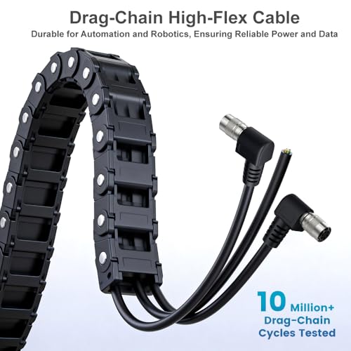 Alvin's Cables HR10A-7P-6S Hirose 6 Pin Female to Open End Power I/O Cable for Sony CCD, Basler, Keyence, Cognex, Baumer, Hikvision Industrial Camera, High Flex Shielded C-Type 9.84ft/3m 9.8ft/3m Right angle 6 Pin C-Type