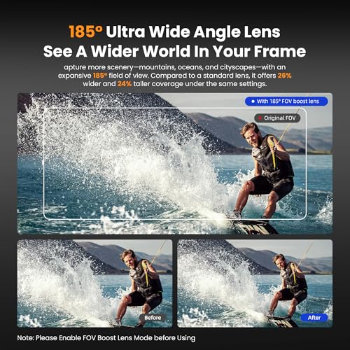 Walking Way Osmo Action FOV Boost Lens for DJI Osmo Action 5 Pro/4 Accessories, 185° Wide Angle Lens with Threaded Attachment, Multi-Coated HD Optical Glass, with Storage Case