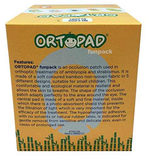 Ortopad® Bamboo Fun Pack Eye Patches, 50/Box (Medium Size, 2-4 yrs) Hedgehog Pack