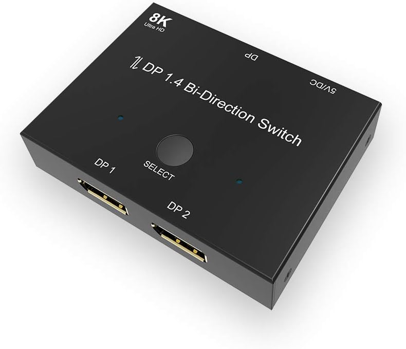 [AUSTRALIA] - DisplayPort Switch Splitter, Bi-Directional DP 1.4 2 in 1 Out/1 in 2 Out Switcher, Support 8K @ 30Hz 4K @ 120Hz Splitter Converter for Multiple Source and DisplaysPort 