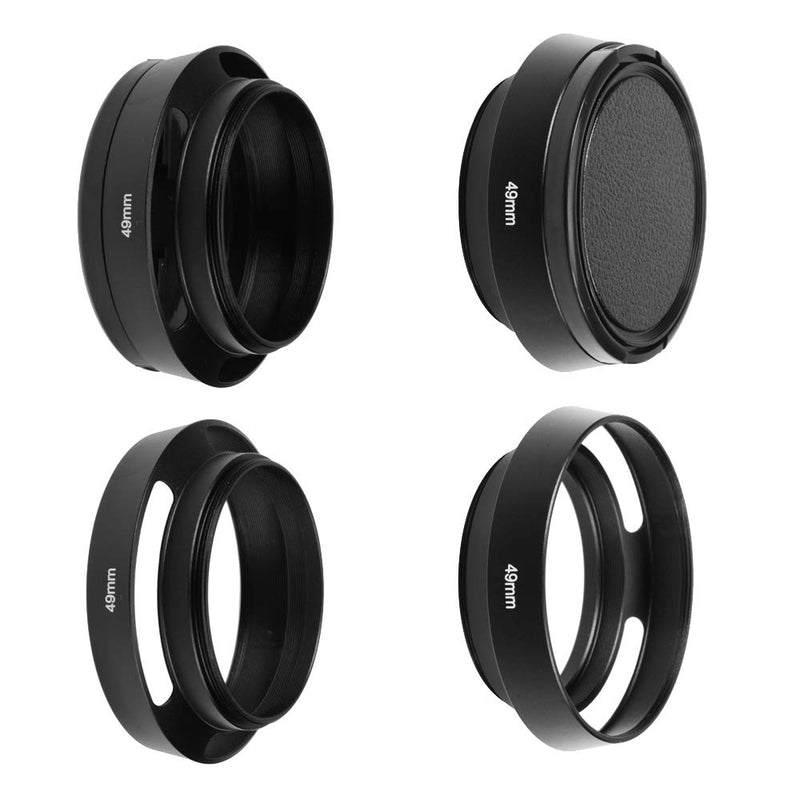 SIOTI 49mm Lens Hood, Matte Treatment Inside, Aluminum Material, Compatible with All Camera Lens S/C/N/F/O/P etc.(49mm) Standard Vented