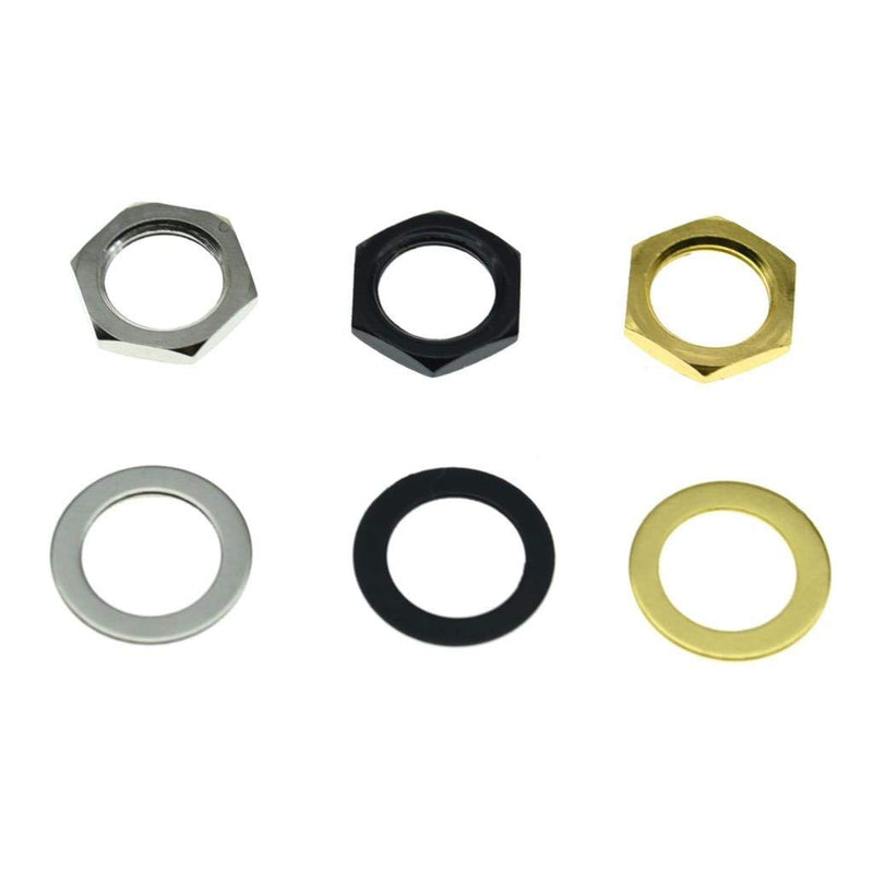 KAISH 20pcs Metric Guitar Input Output Jack Socket Nut and Washer Guitar Jack Nuts for Import Guitars Nickel Metric Thread