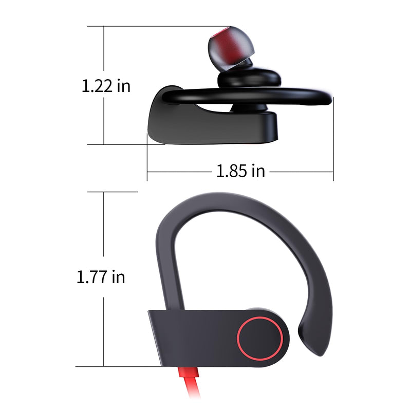 Bluetooth Headphones Wireless Earbuds 16H Playtime Wireless Headphones IPX7 Waterproof Bluetooth 5.3 Running Headphones with Mic Stereo In Ear Earphones Sound Isolation for Workout, Sports Red A, Red