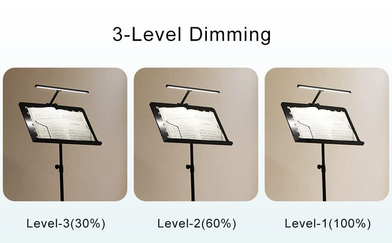 Music Stand Lights LED Clip On Light Rechargeable Built-in 4000mAh Lithium Battery Operated USB-C Eye-care Clamp Lamp Foldable for Sheet Music