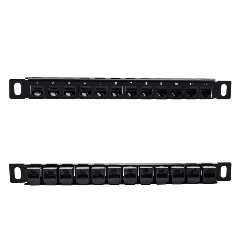 GeeekPi 12 Port Patch Panel, 0.5U CAT6 Network Patch Panel for DeskPi RackMate T1/T0/T2 Rackmount and 10 Inch Server Rack/Network Cabinet