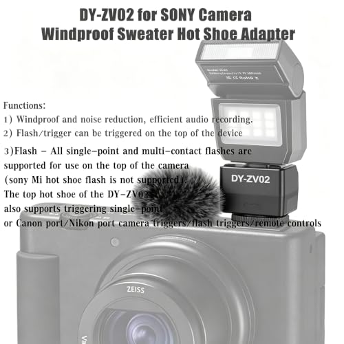 Hot Shoe Windscreen Adapter for Sony ZV Series Flash Mic LED Vlog Gear DY-ZV02 B