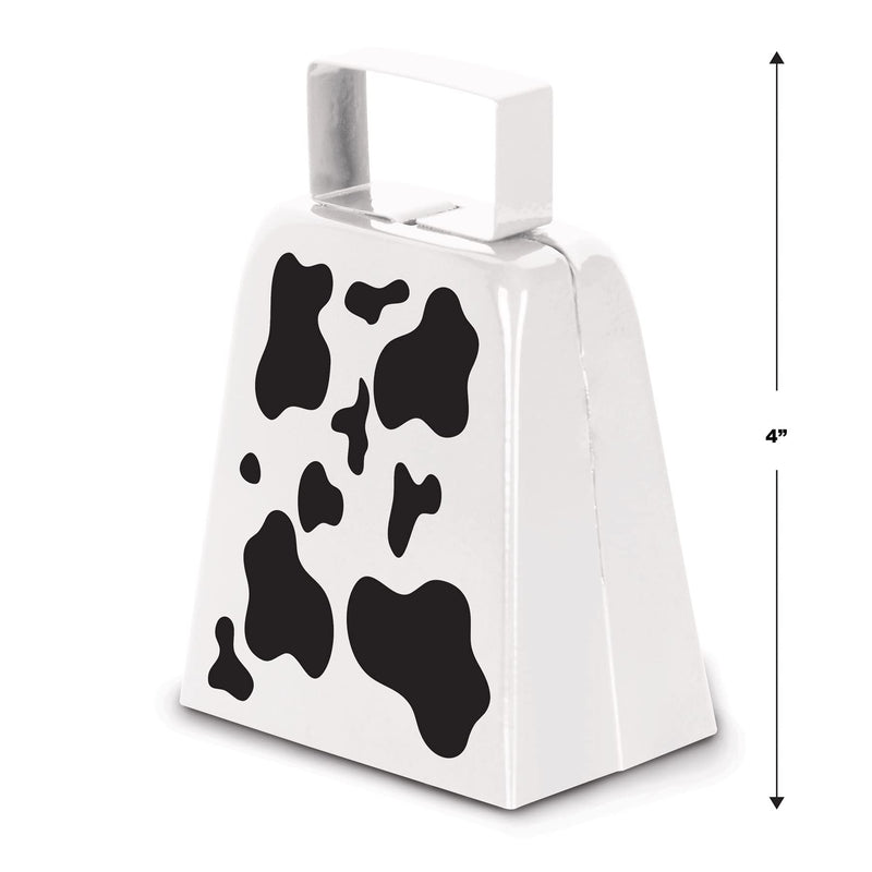 Beistle Novelty Metal Farm Animal Theme Birthday Party Western Favors, Cow Print Cowbell, White/Black 0