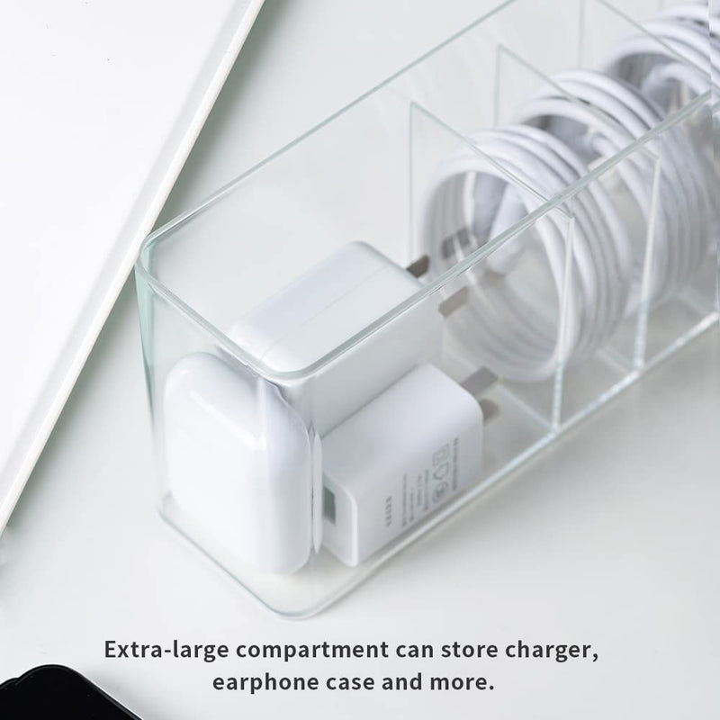 Charger Cable Cord Storage Organizer - Easy Storage Without Cable Ties - Desk Drawer Accessories Organizers - 1 Pack (With Lid)