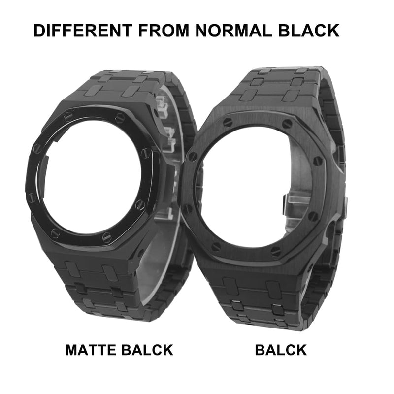 BMT GA2100 Band Case Mod Kit, All Stainless Steel Strap Bezel Replacement Accessories Compatible with Men's Watches G-Shock GA-2100/GA-2110/GA-B2100 Matte Black