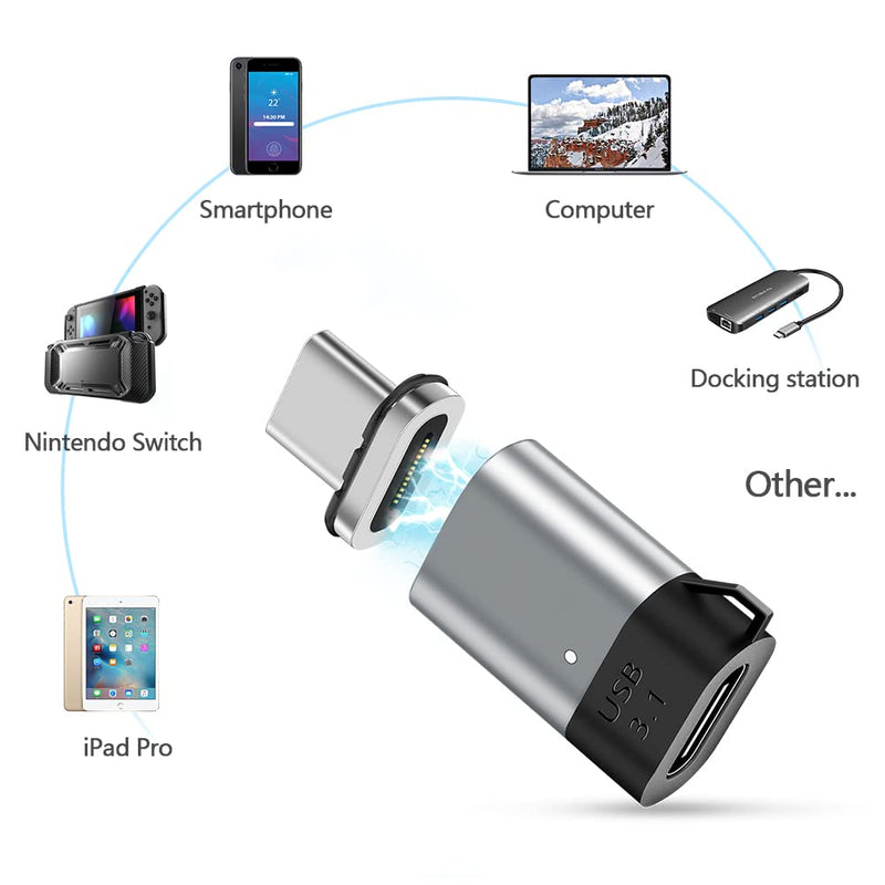 Magnetic USB C Adapter Straight 24 Pin Mini Magnetic USB C Adapter Connector 2 Pack 100W PD Fast Charge 20Gbs Data Transfer USB3.1 magnetic usb c adapter straight 2