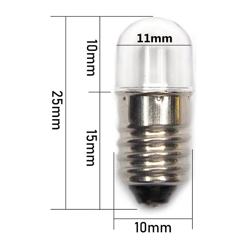 Pack of 10 AC E10 220 V LED Bulbs Replacement Bulbs 1 W 65 LM Miniature Screw Bulbs (220 V Cool White) 220 V Cool White