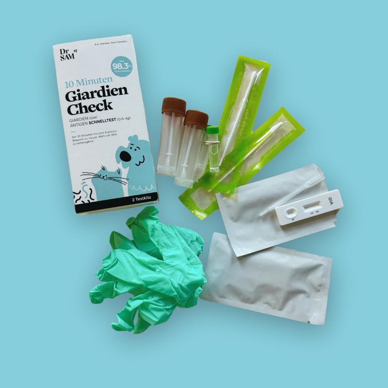 [AUSTRALIA] - Dr. Sam Giardien Rapid Test for Dogs and Cats - Includes Veterinarian Advice, 2 Giardia Tests for Home, for Intestinal Parasites and Diarrhoea, Fast Result and High Reliability 2er Set 
