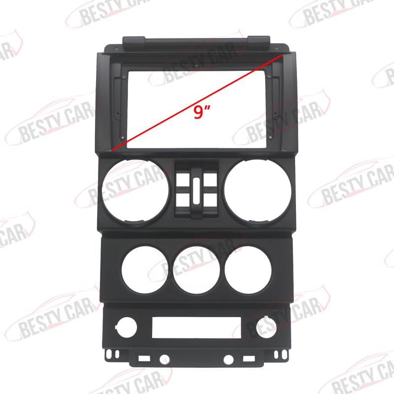 Fits for Jeep Wrangler 2008 2009 2010 4 Doors Car Radio Stereo Fascia Frame Double DIN 9 inch Dash Installation Mounting Kit Black