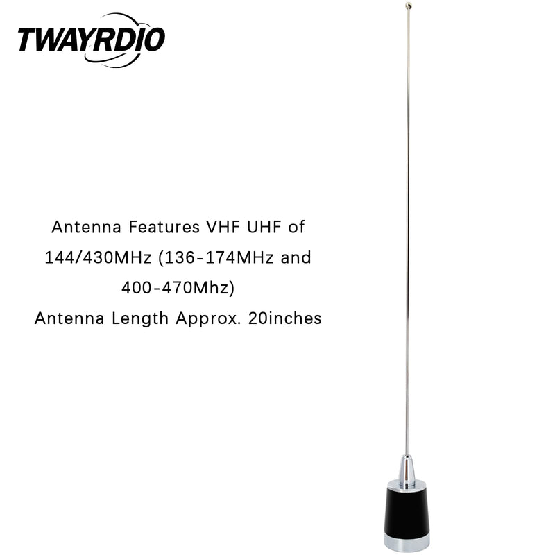 [AUSTRALIA] - TWAYRDIO Dual Band 144MHz/430MHz NMO Antenna, 3/8" Hole NMO Antenna Mount with 13ft Low Loss RG58 Coaxial Cable PL259 Plug for Motorola Midland Yaesu Icom Mobile Two Way Radio 