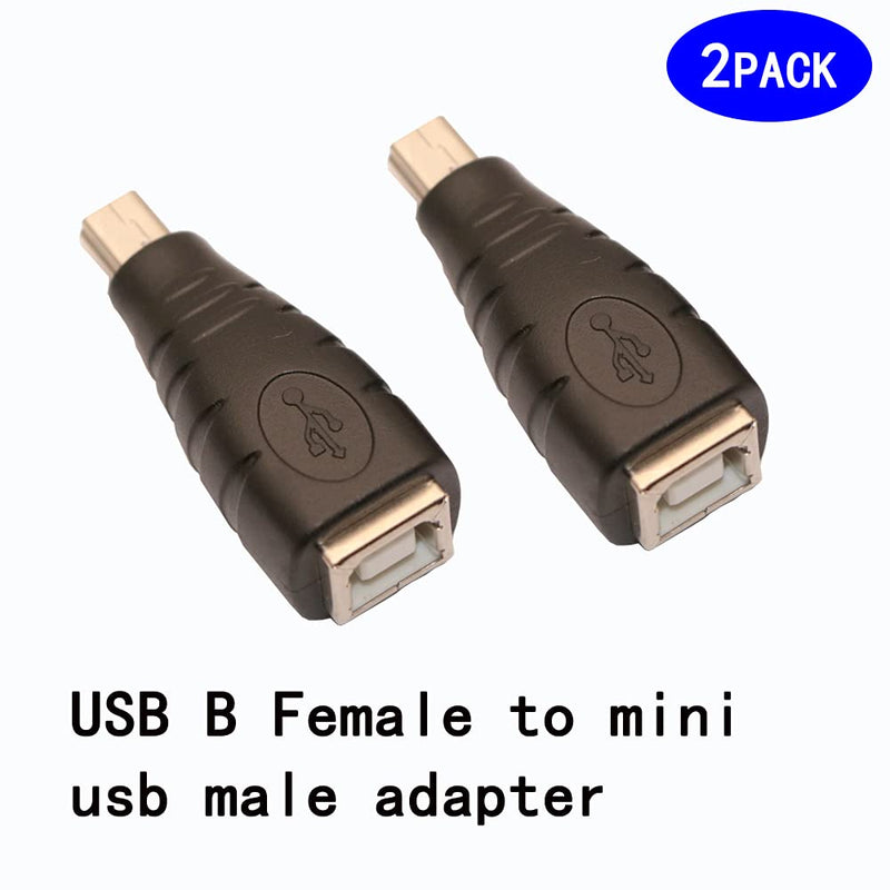 USB 2.0 Type B to Mini USB 5-Pin Type B Female/Male Adapter - 2 Pack