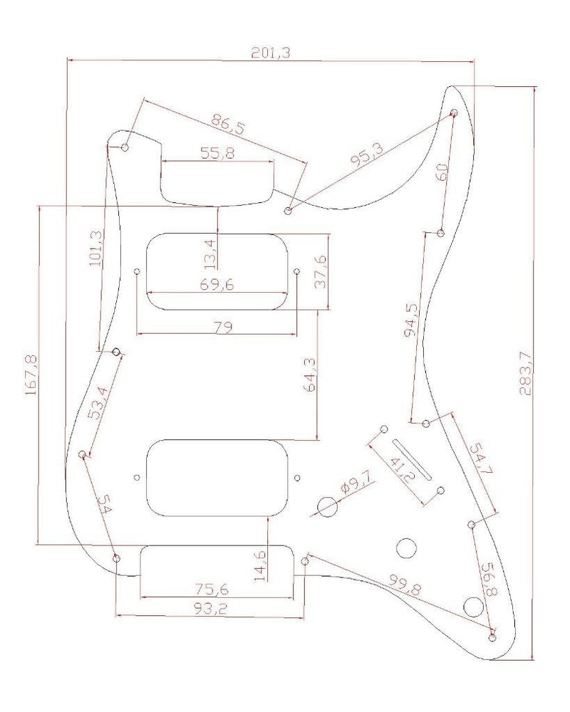 Dopro 11-Hole ST Style Dual Humbucker HH Pickguard for American Strat Guitars with dual humbucking pickups Round Corner Hole Matte Black