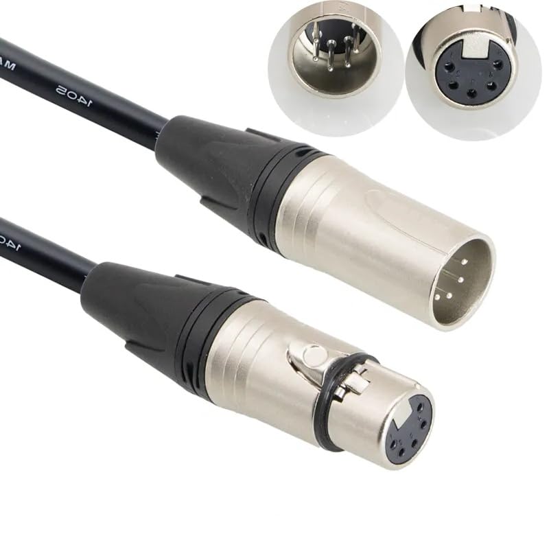 5 Pin XLR Connector, XLR Microphone Cable, Balanced Male to Female Connections for Microphone and Audio Interface (10 Meter/32.8Ft) 5 Pin 10 Meter