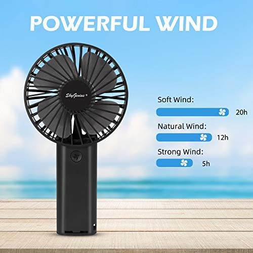 Portable Handheld Fan, 4000mAh Rechargeable Battery/ USB Operated Mini Cooling Fan for Home Office Outdoors Travel 4000mA Battery Black