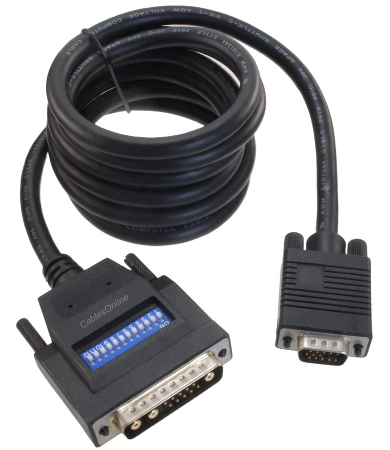 CablesOnline, 6ft 13W3 Male to SVGA (HD15) Male (SunMicro) Monitor Cable w/ 12 Dip Switches, W3-606