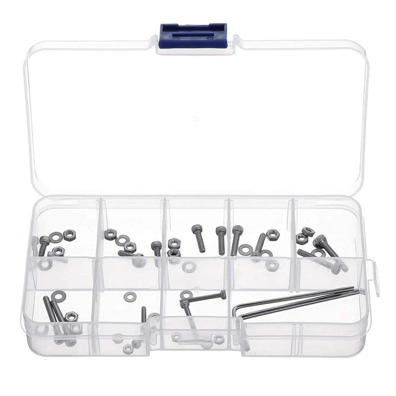 50pcs M2.5 Universal-Turntable Headshell Cartridge Mounting Kit Stainless Steel Bolts Screws Set For Case Tools
