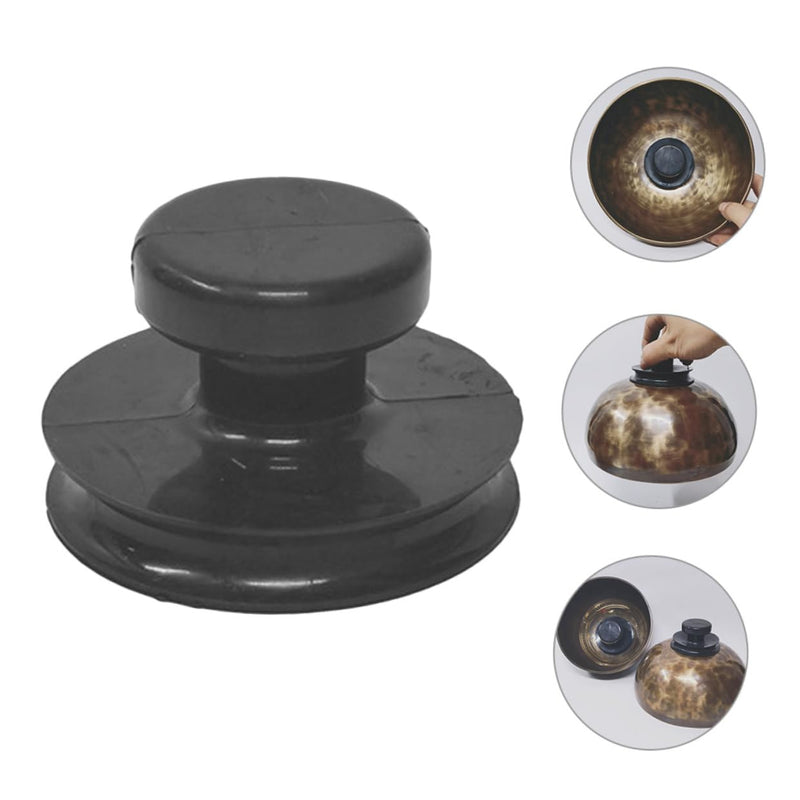 Mikinona 3Pcs Suction Cup Handle for Sound Bowl Meditation Singing Bowl Lifting Cups Suction Cups for Chakra and Sound Therapy 6.00X6.00X5.00CM Black