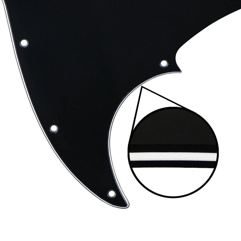 FLEOR 3Ply Black 10 Hole Jazz Bass Pickguard Scratch Plate Pick Guards for 4 Strings American/Mexican Standard Jazz Bass Part