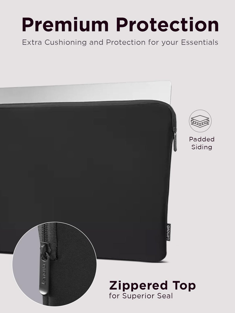 [AUSTRALIA] - Lenovo Basic Laptop Sleeve 14 Inch Notebook/Tablet Compatible with MacBook Air/Pro Neoprene Material - Soft Fleece Lining - Zippered Top Opening - Black 