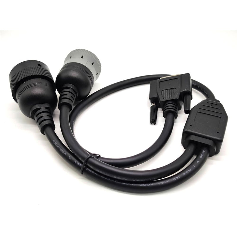 DB15 Female to Cat 9-Pin Male and 14-Pin Female J1939 Y Cable Truck Diagnostic Tool 70CM