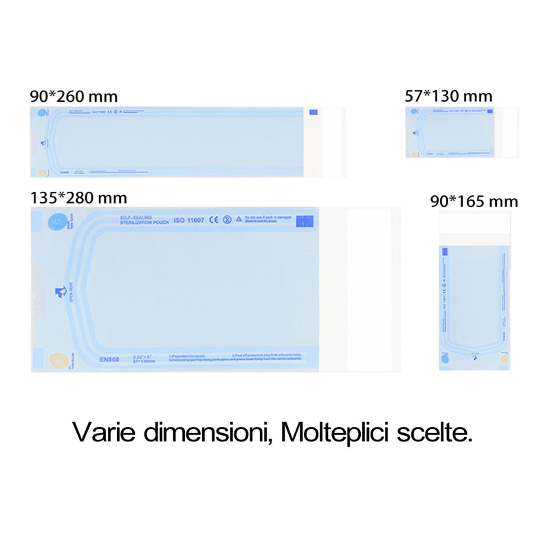 WARRIOR Sterilization Bags, Sterilization Bags, 200 Pieces, Autoclave Bags, Self Sterilization Bags, Self Sealing Sterilization Bag (90 x 260 mm) 90 x 260 mm