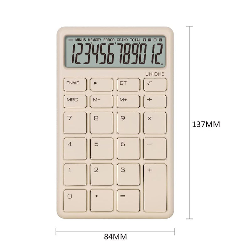 Pocket & Desktop Beige Calculator with a Bright LCD, Dual Power Handheld Desktop. Color. Business, Office, High School