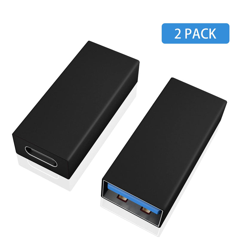 Duttek USB C to USB 3.0 Adapter, USB to USB C Adapter, USB 3.1 USB 3.0 Female to USB C Female Adapter Connector Compatible with iPhone 11,Google Pixel, Huawei etc 2 Pack (Black) Black
