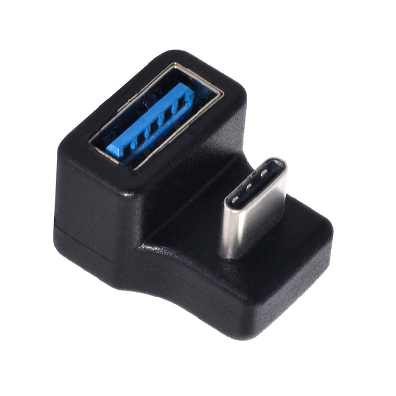 Cablecc 180 Degree Up & Down Angled Type-C USB-C OTG to USB 3.0 Female Extension Adapter for Cell Phone & Tablet