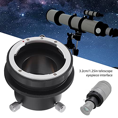 F Lens Mount to 1.25in Eyepiece Adapter, Anodic Oxidation Macro Lens Adapter Durable Manual Focus Black for Camera