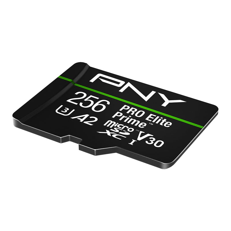 PNY 256GB PRO Elite Prime™ C10 U3 V30 A2 microSDXC Flash Memory Card – Ultra-Fast Speeds, Read 200MB/s, Write 150MB/s, 4K UHD, Full HD, UHS-I, for Smartphones, Drones, Action Cameras