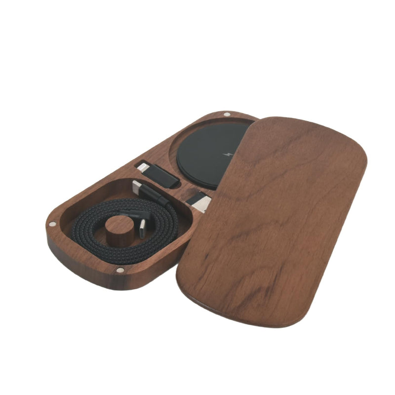 Multi USB Charger Adapter Charging Cable,Type C to USB OTG Converter,USB C to iOS,Portable Box for(Walnut)