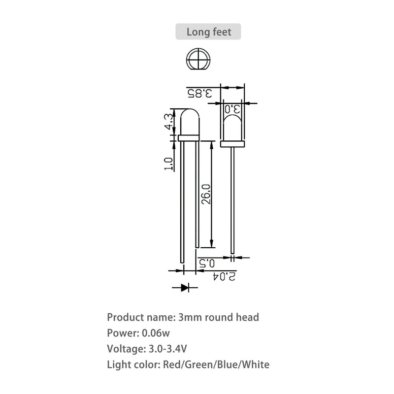 LED Light Emitting diode 3mm high Brightness LED Clear LED Light Emitting Diodes Bulb LED Lamp, 3 mm Round Head Band Edge(Transparent Green Light 120 pcs) Transparent body to Green