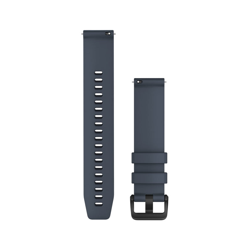 Garmin Quick Release 20 Watch Band, Granite Blue Silicone with Black Stainless Steel Hardware, (010-13076-01) | Original Garmin strap 20 mm, compatible with selected models, Quick Release, Silicone, Granite Blue Modern 107-196 mm