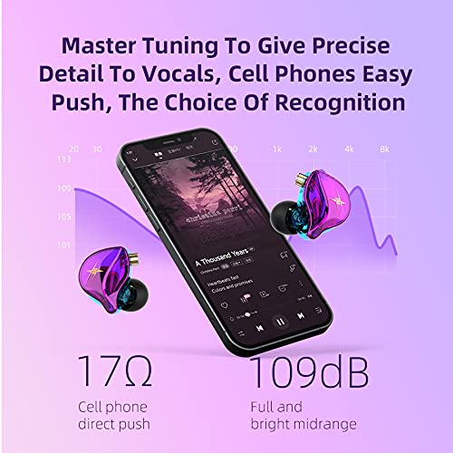 KASOTT QKZ ZXT in Ear Monitor Headphones, Wired Earphones Stereo Bass, HiFi Wired Earbuds, Dynamic Dual Driver Gaming Earbuds with Detachable Cable for Musicians, Singer (Black) Black