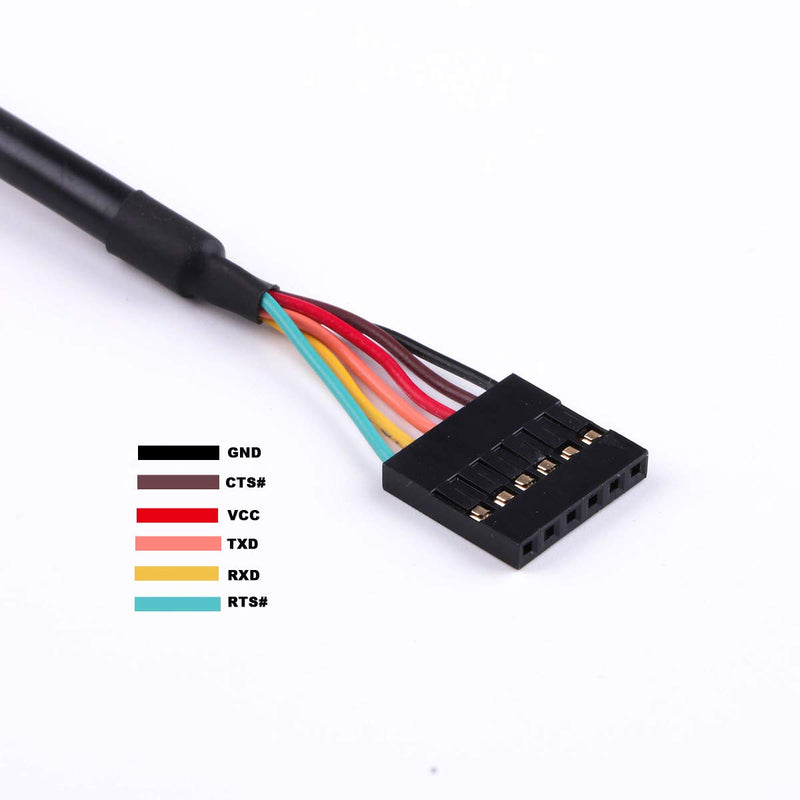 FTDI Chip USB to 5v TTL UART Serial Cable 6 Way 0.1" Pitch Terminated Connector 5.0V Signalling Converter Adapter Cable 6FT Compatible TTL-232R-5V