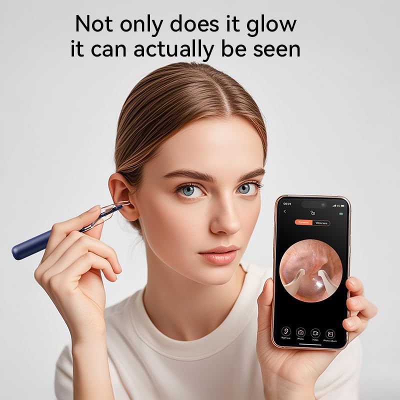 Ear Wax Remover Otoscope, Ear Wax Removal Camera Light Tool Set, 1080P HD WiFi Ear Cleaner with 4 LEDs, IP67 Waterproof & 360° Wide Angle Otoscope Camera, for iPhone, Android, iPad
