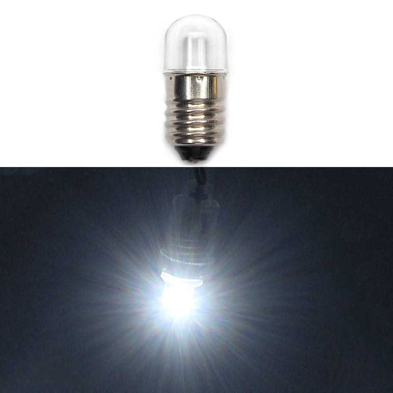 Pack of 10 AC E10 220 V LED Bulbs Replacement Bulbs 1 W 65 LM Miniature Screw Bulbs (220 V Cool White) 220 V Cool White