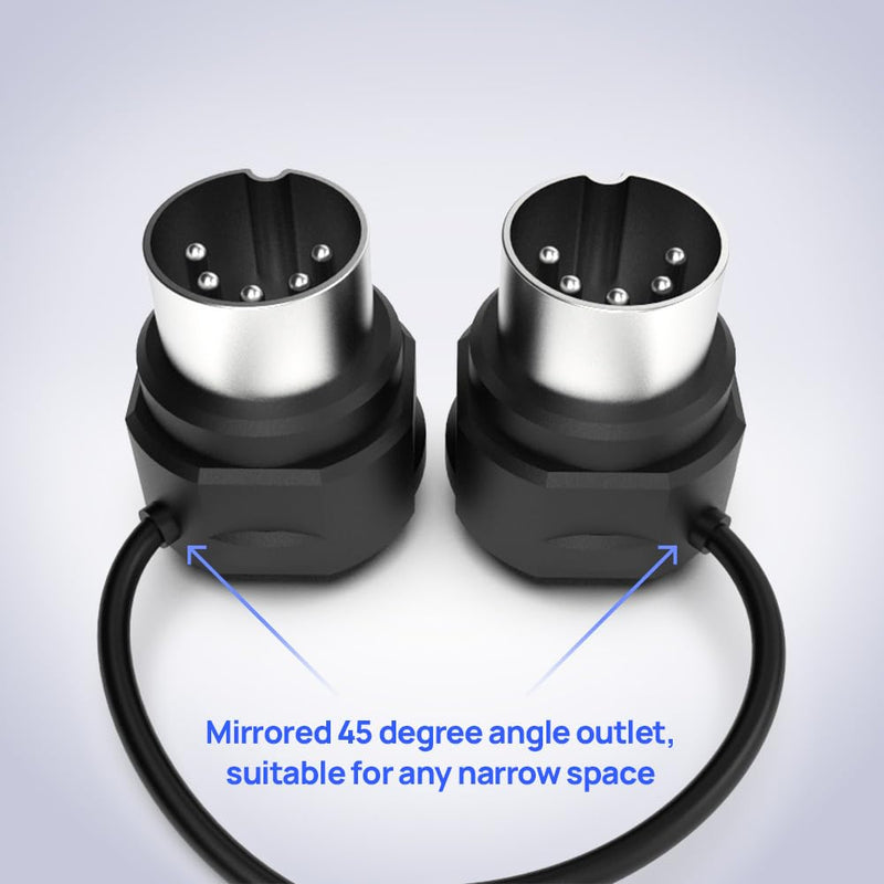 CME MIDI Cable 4-Pack - 2FT / 60cm, 5-pin DIN, Low-Profile - Mirrored 45-Degree Angled Ultra-Thin Plugs for Compact Spaces - Ideal for MIDI Interface, Pedalboard, Keyboard
