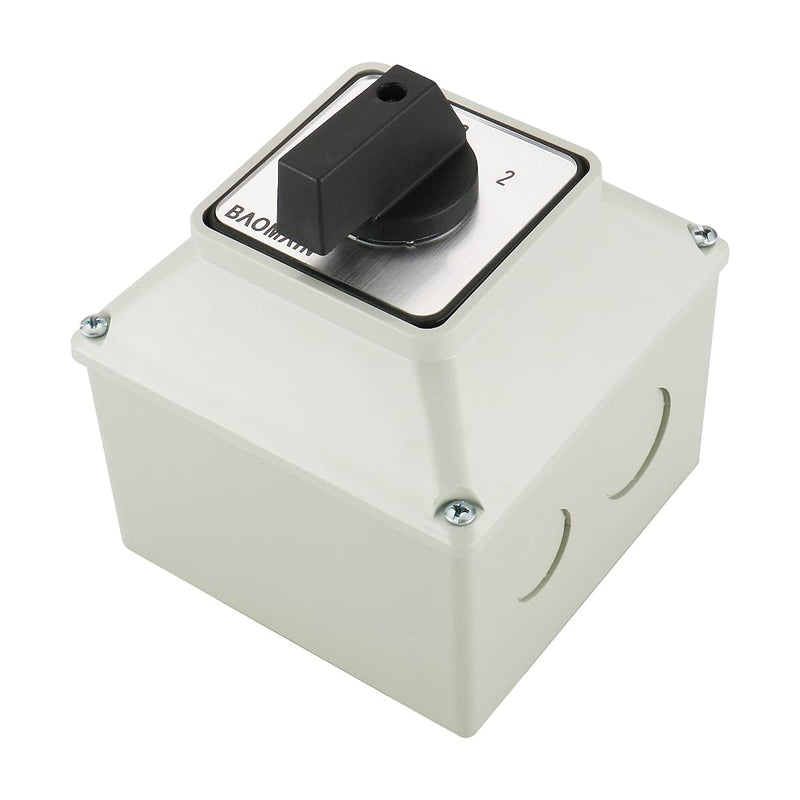 [AUSTRALIA] - BAOMAIN 3 Phase Rotary Changeover Switch 40A 660V,3 Position (1-0-2) 12 Terminal Universal Cam Selector Switch with Waterproof Exterior Box,Manual Transfer Switch for Motor Control,SZW26-40/D303.3D 