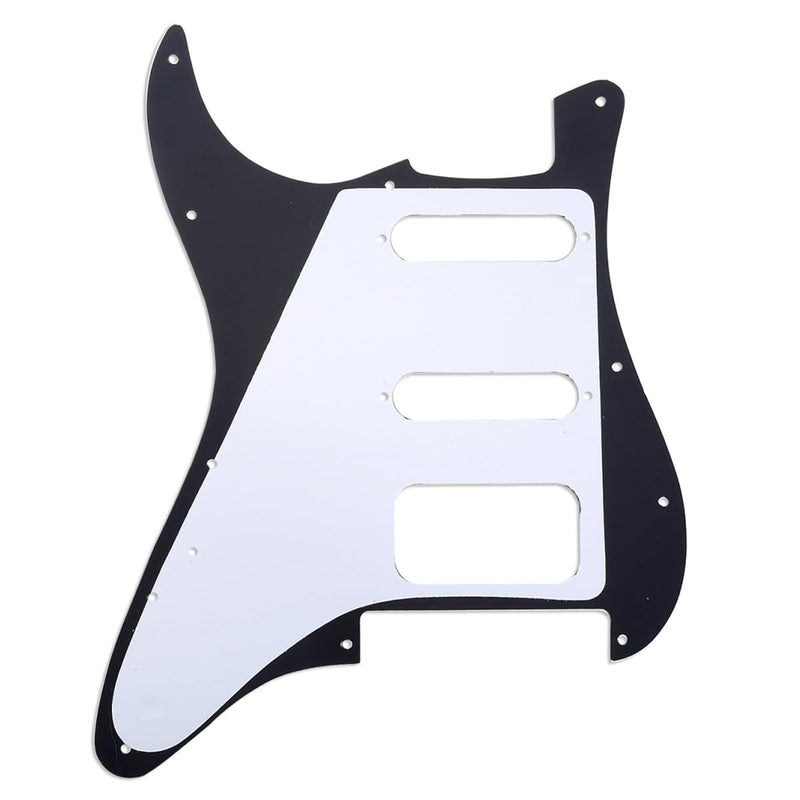 [AUSTRALIA] - Musiclily Pro 11-Hole Round Corner HSS Guitar Strat Pickguard for American/Mexican Fender Stratocaster Open Pickup with Floyd Bridge Cut, 3Ply Black 