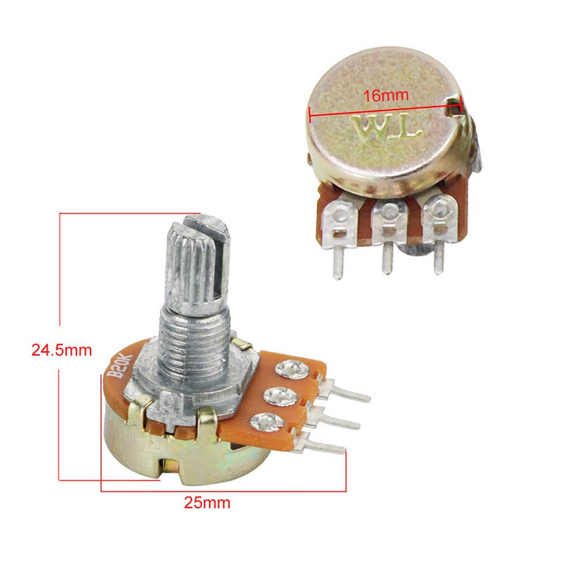 RUNCCI-YUN Potentiometer 10K 3 Terminal Rotary Potentiometer with Cap Nuts and Washer (B10K-10PCS) 10k ohm