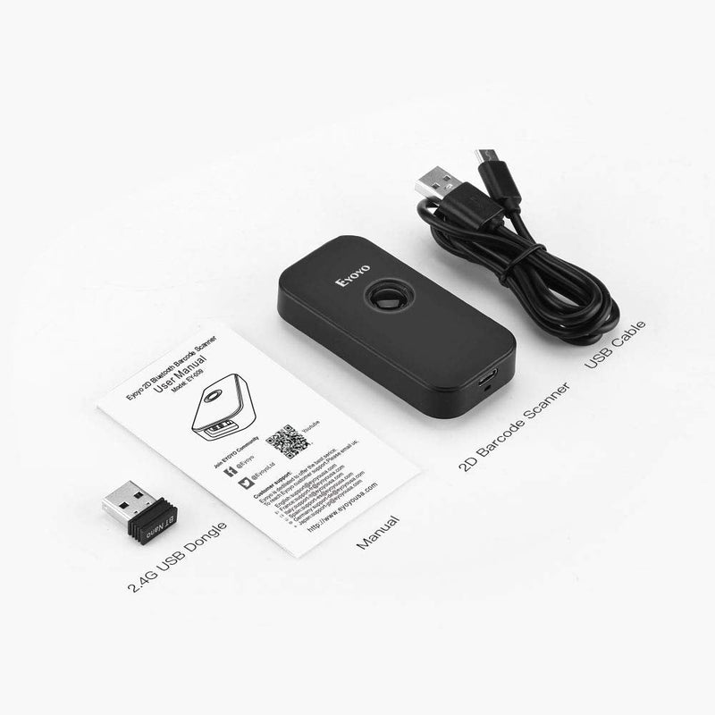 [AUSTRALIA] - Eyoyo Mini Bluetooth 2D Barcode Scanner, 3-in-1 USB Wired/2.4G Wireless/Bluetooth Barcode Reader Portable 1D QR Scanner PDF417 Data Matrix Compatible with iPad, iPhone, Android, Tablets or Computer PC 