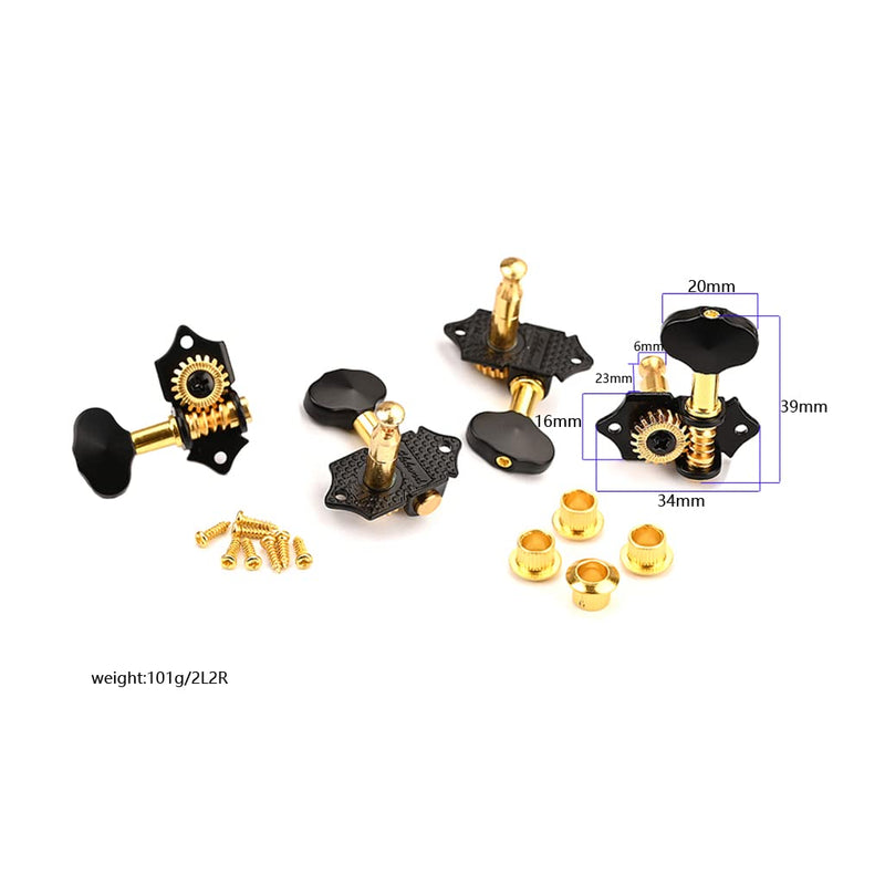 A Set 2R2L Black Vintage Open Gear Ukulele 4 String Guitar Tuning Pegs Keys Tuners Machine Head